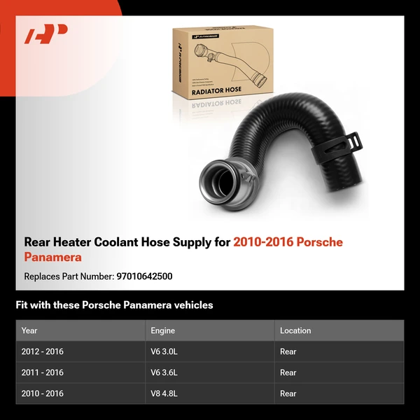 Rear Heater Coolant Hose Supply for 2010-2016 Porsche Panamera