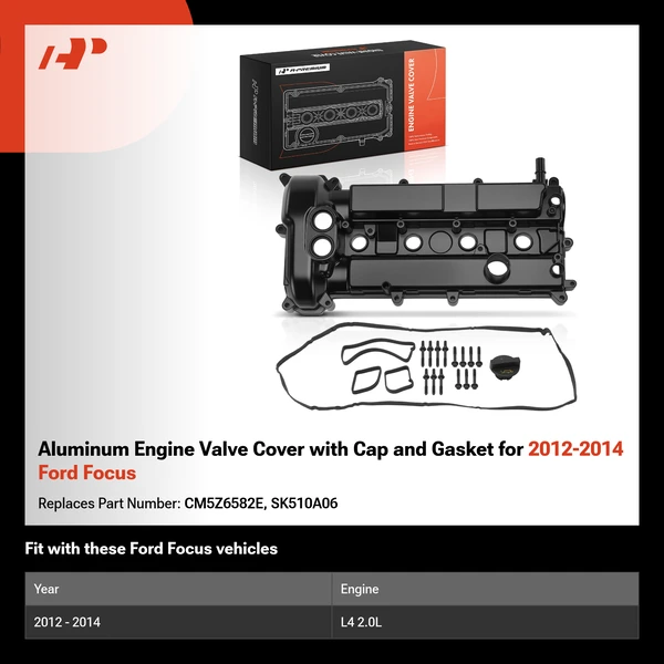 Aluminum Engine Valve Cover with Cap and Gasket for 2012-2014 Ford Focus