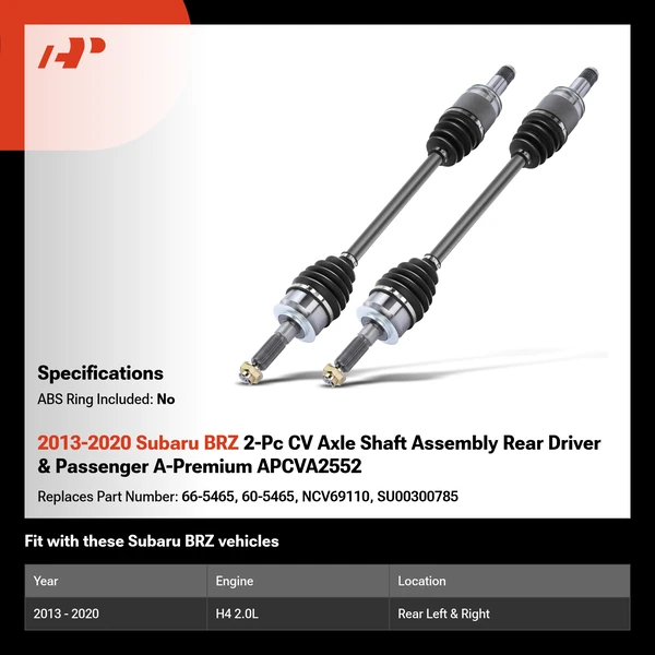 2013-2020 Subaru BRZ 2-Pc CV Axle Shaft Assembly Rear Driver & Passenger A-Premium APCVA2552