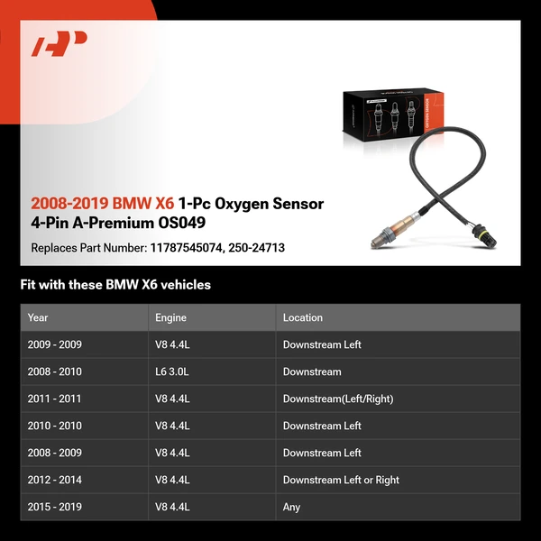 2008-2019 BMW X6 1-Pc Oxygen Sensor 4-Pin A-Premium OS049