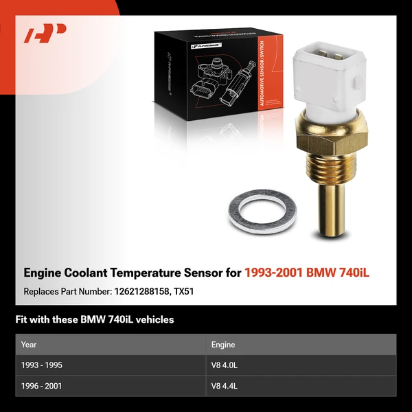 Engine Coolant Temperature Sensor for 1993-2001 BMW 740iL