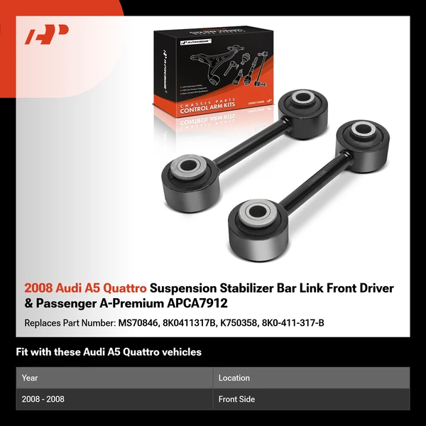 2008 Audi A5 Quattro Suspension Stabilizer Bar Link Front Driver & Passenger A-Premium APCA7912