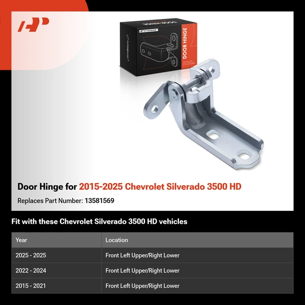 Door Hinge for 2015-2025 Chevrolet Silverado 3500 HD