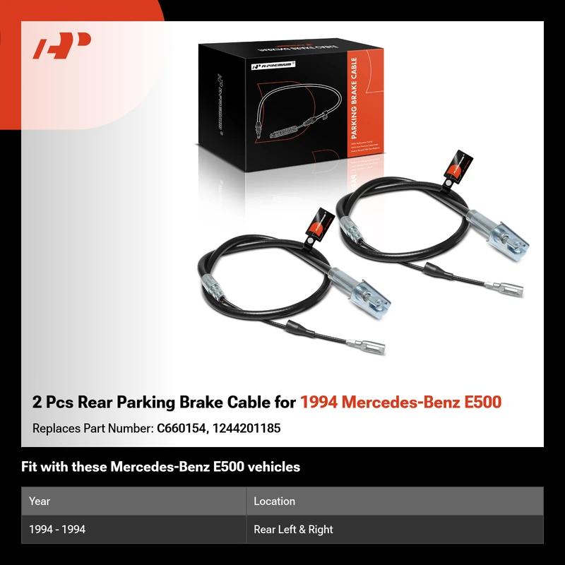 2 Pcs Rear Parking Brake Cable for 1994 Mercedes-Benz E500