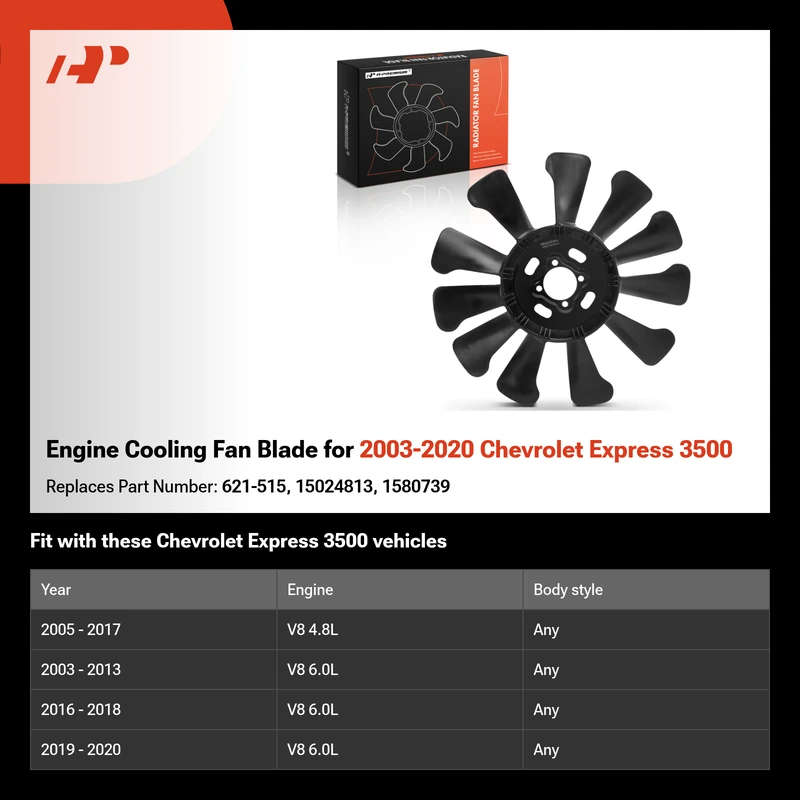 Engine Cooling Fan Blade for 2003-2020 Chevrolet Express 3500