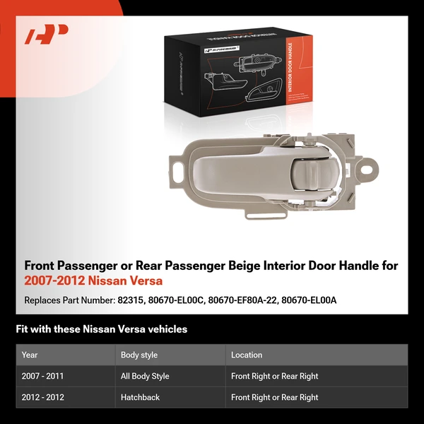 Front Passenger or Rear Passenger Beige Interior Door Handle for 2007-2012 Nissan Versa