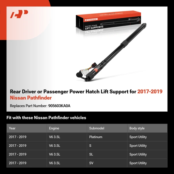 Rear Driver or Passenger Power Hatch Lift Support for 2017-2019 Nissan Pathfinder
