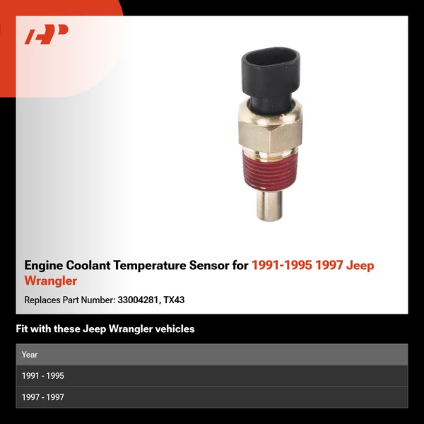 Engine Coolant Temperature Sensor for 1991-1995 1997 Jeep Wrangler