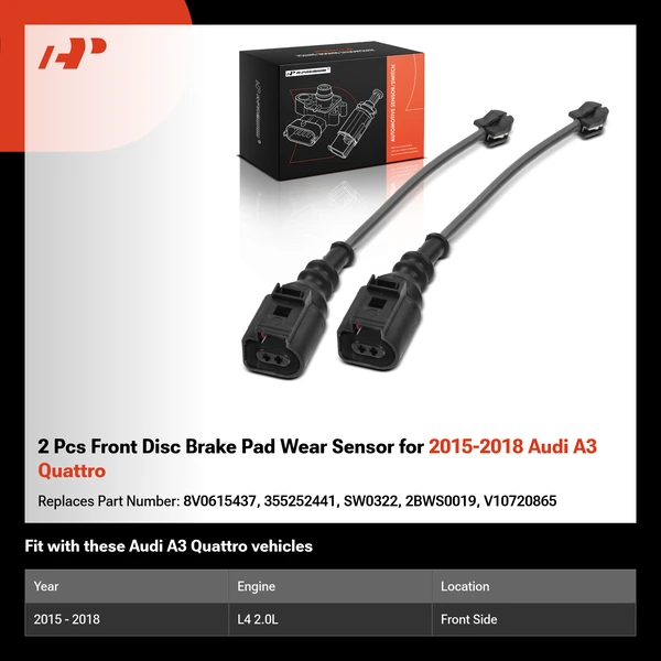 2 Pcs Front Disc Brake Pad Wear Sensor for 2015-2018 Audi A3 Quattro