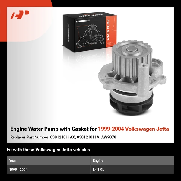 Engine Water Pump with Gasket for 1999-2004 Volkswagen Jetta