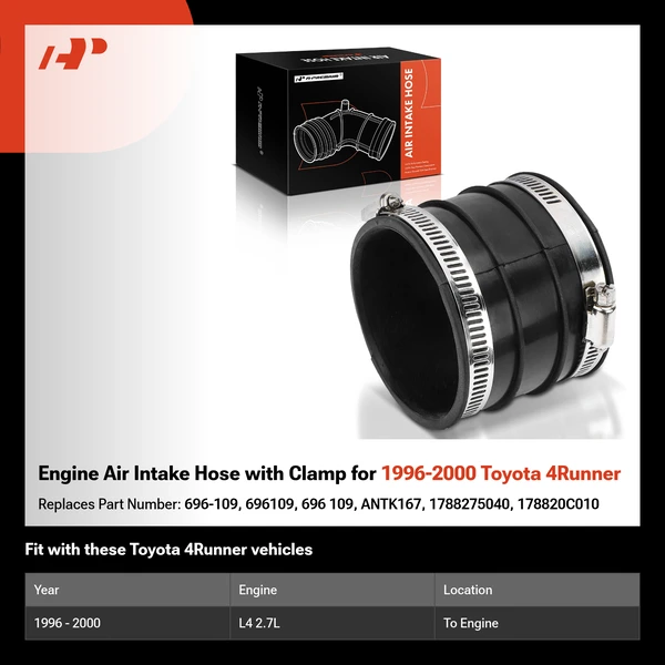 Engine Air Intake Hose with Clamp for 1996-2000 Toyota 4Runner