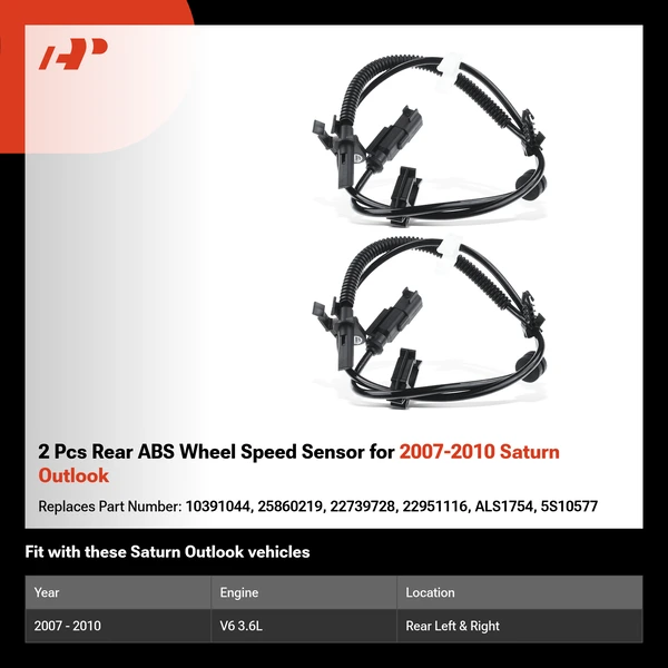 2 Pcs Rear ABS Wheel Speed Sensor for 2007-2010 Saturn Outlook