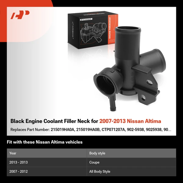Black Engine Coolant Filler Neck for 2007-2013 Nissan Altima