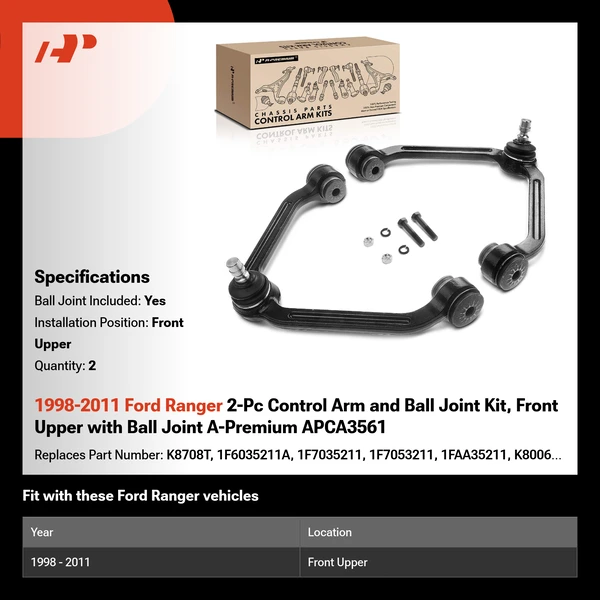 1998-2011 Ford Ranger 2-Pc Control Arm and Ball Joint Kit, Front Upper with Ball Joint A-Premium APCA3561