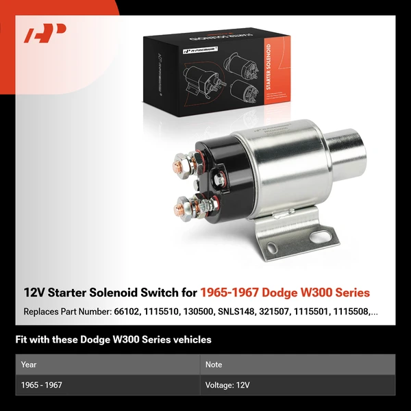 12V Starter Solenoid Switch for 1965-1967 Dodge W300 Series