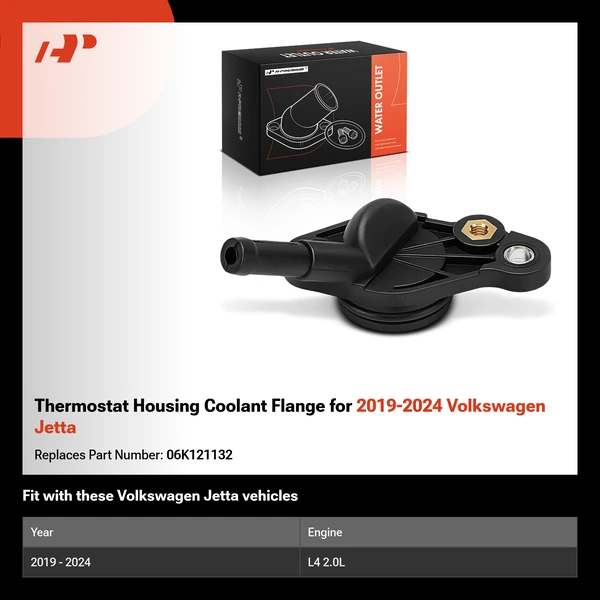 Thermostat Housing Coolant Flange for 2019-2024 Volkswagen Jetta