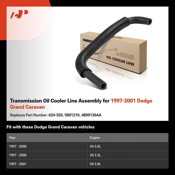Transmission Oil Cooler Line Assembly for 1997-2001 Dodge Grand Caravan