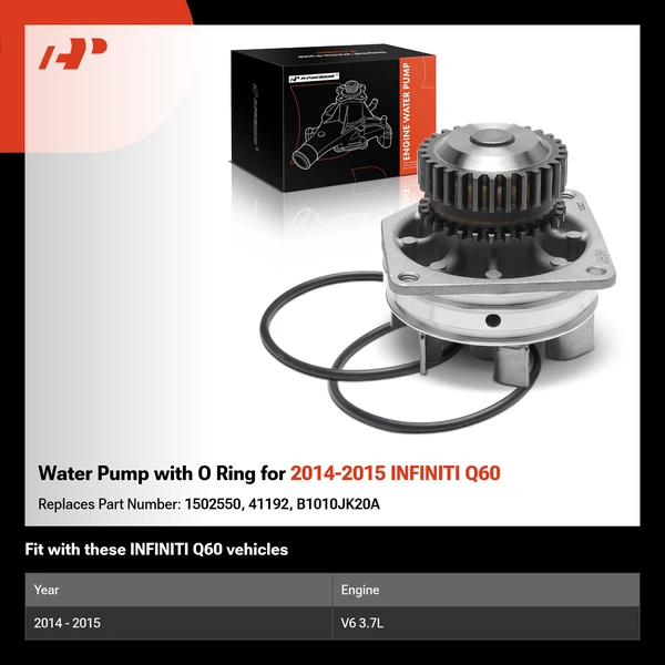 Water Pump with O Ring for 2014-2015 INFINITI Q60
