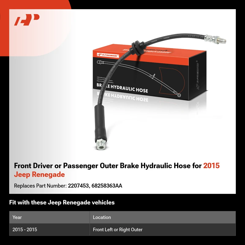 Front Driver or Passenger Outer Brake Hydraulic Hose for 2015 Jeep Renegade