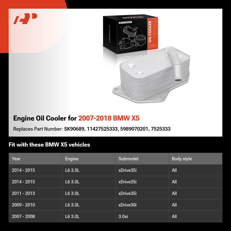 Engine Oil Cooler for 2007-2018 BMW X5