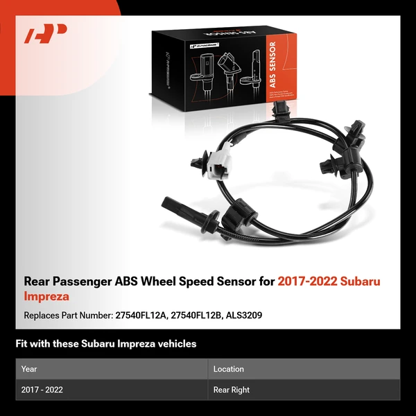 Rear Passenger ABS Wheel Speed Sensor for 2017-2022 Subaru Impreza