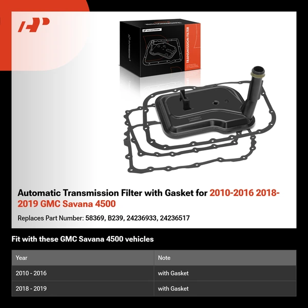 Automatic Transmission Filter with Gasket for 2010-2016 2018-2019 GMC Savana 4500