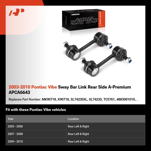 2003-2010 Pontiac Vibe Sway Bar Link Rear Side A-Premium APCA6643