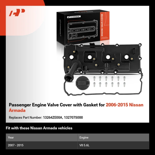 Passenger Engine Valve Cover with Gasket for 2006-2015 Nissan Armada