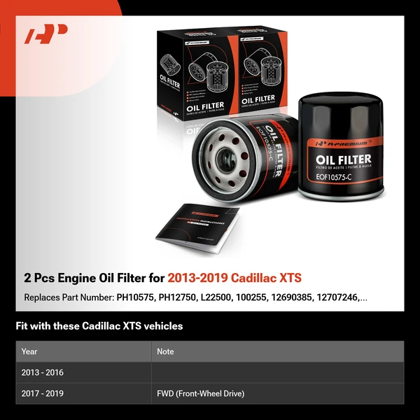 2 Pcs Engine Oil Filter for 2013-2019 Cadillac XTS