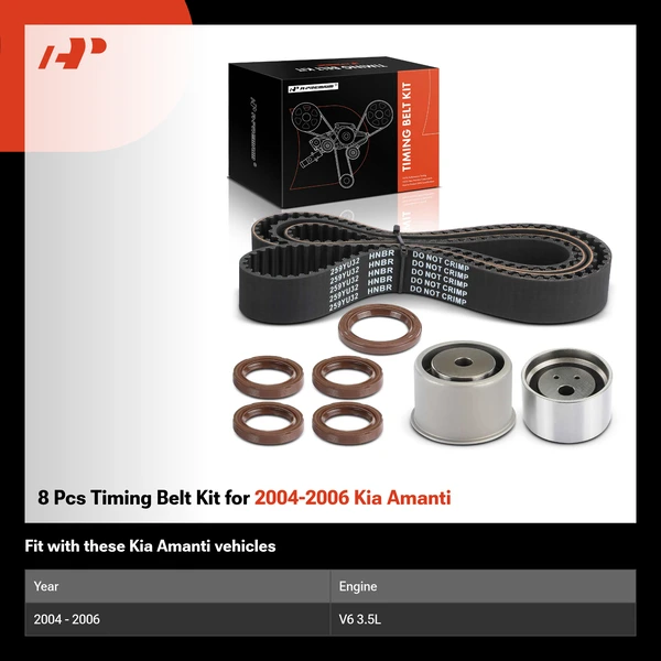 8 Pcs Timing Belt Kit for 2004-2006 Kia Amanti