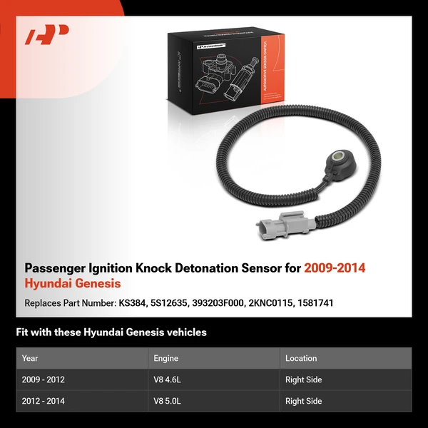 Passenger Ignition Knock Detonation Sensor for 2009-2014 Hyundai Genesis