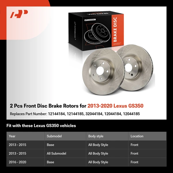 2 Pcs Front Disc Brake Rotors for 2013-2020 Lexus GS350