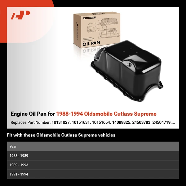 Engine Oil Pan for 1988-1994 Oldsmobile Cutlass Supreme