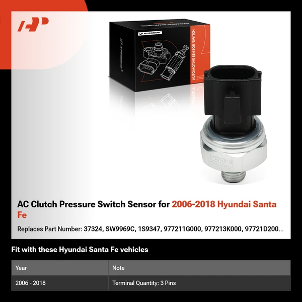 AC Clutch Pressure Switch Sensor for 2006-2018 Hyundai Santa Fe