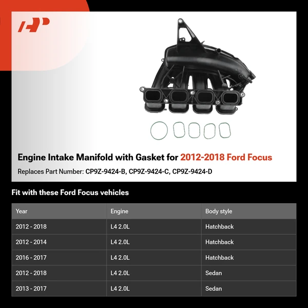 Engine Intake Manifold with Gasket for 2012-2018 Ford Focus