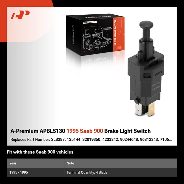 A-Premium APBLS130 1995 Saab 900 Brake Light Switch