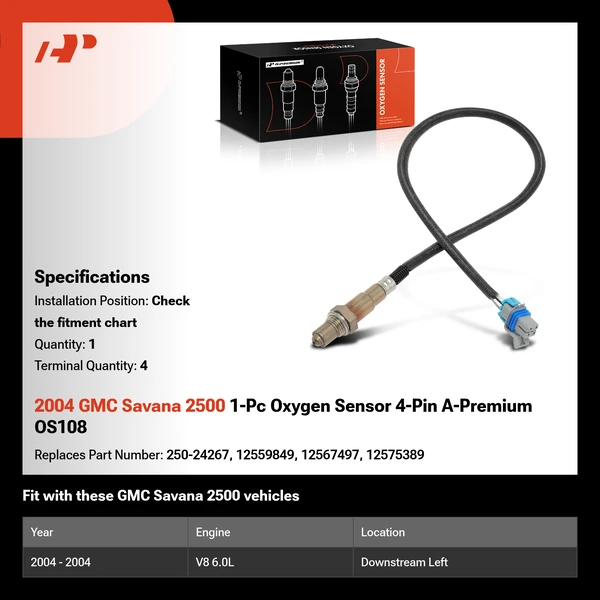 2004 GMC Savana 2500 1-Pc Oxygen Sensor 4-Pin A-Premium OS108