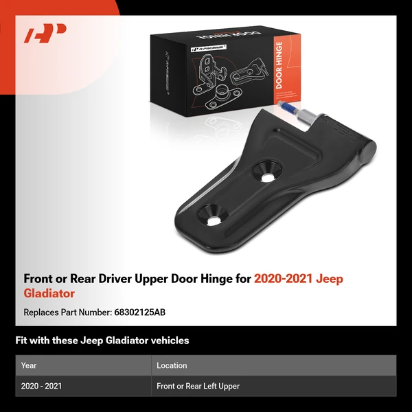 Front or Rear Driver Upper Door Hinge for 2020-2021 Jeep Gladiator