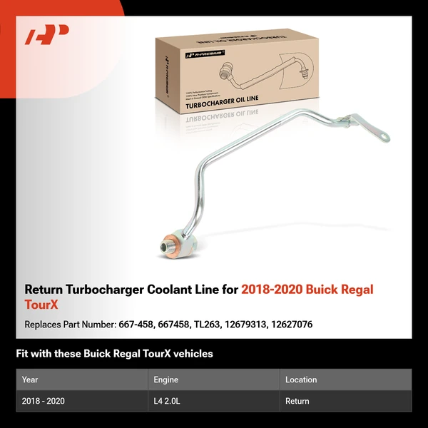 Return Turbocharger Coolant Line for 2018-2020 Buick Regal TourX