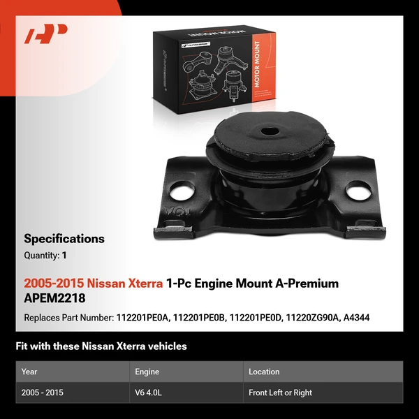 2005-2015 Nissan Xterra 1-Pc Engine Mount A-Premium APEM2218