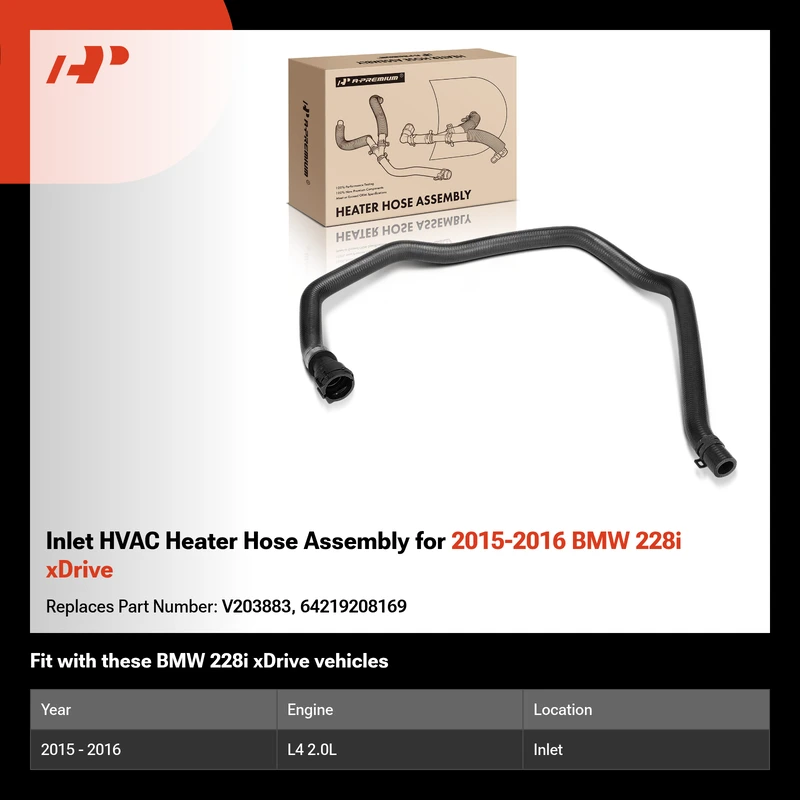 Inlet HVAC Heater Hose Assembly for 2015-2016 BMW 228i xDrive