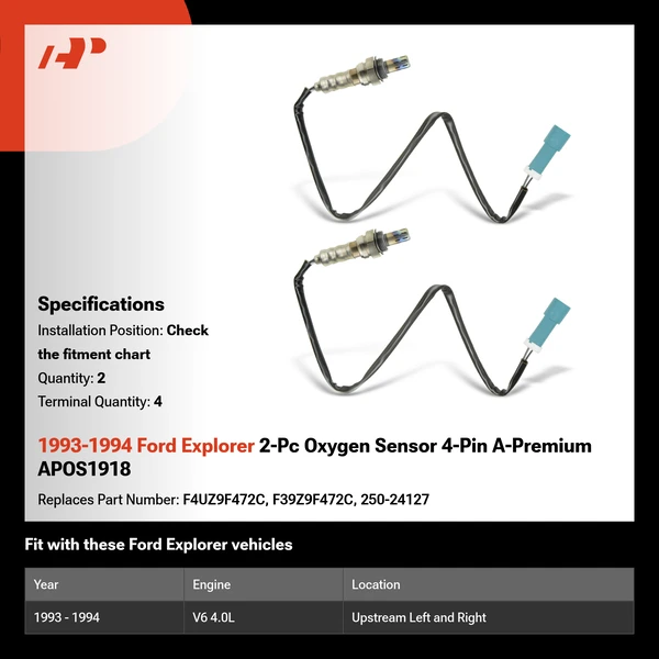 1993-1994 Ford Explorer 2-Pc Oxygen Sensor 4-Pin A-Premium APOS1918