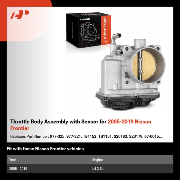 Throttle Body Assembly with Sensor for 2005-2019 Nissan Frontier