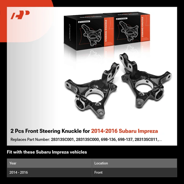 2 Pcs Front Steering Knuckle for 2014-2016 Subaru Impreza