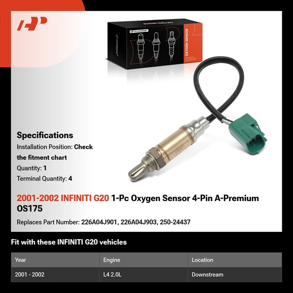 2001-2002 INFINITI G20 1-Pc Oxygen Sensor 4-Pin A-Premium OS175