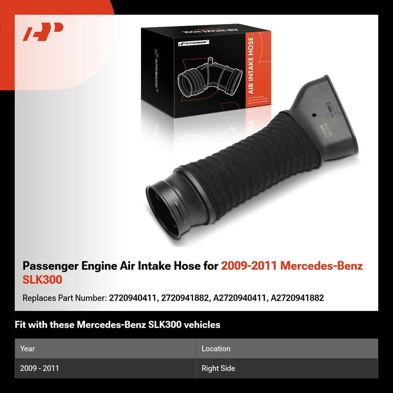 Passenger Engine Air Intake Hose for 2009-2011 Mercedes-Benz SLK300
