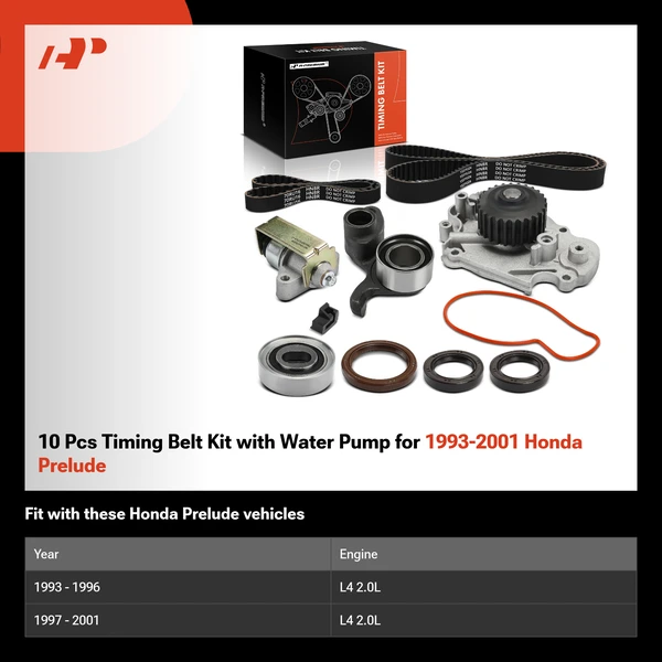 10 Pcs Timing Belt Kit with Water Pump for 1993-2001 Honda Prelude
