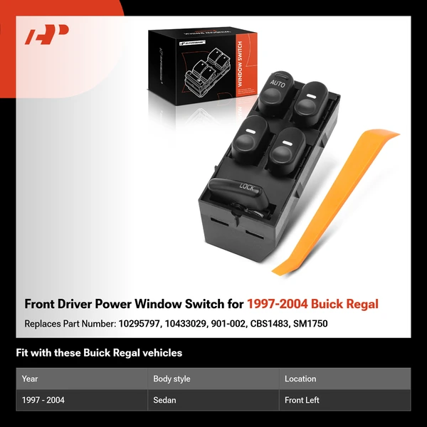 Front Driver Power Window Switch for 1997-2004 Buick Regal