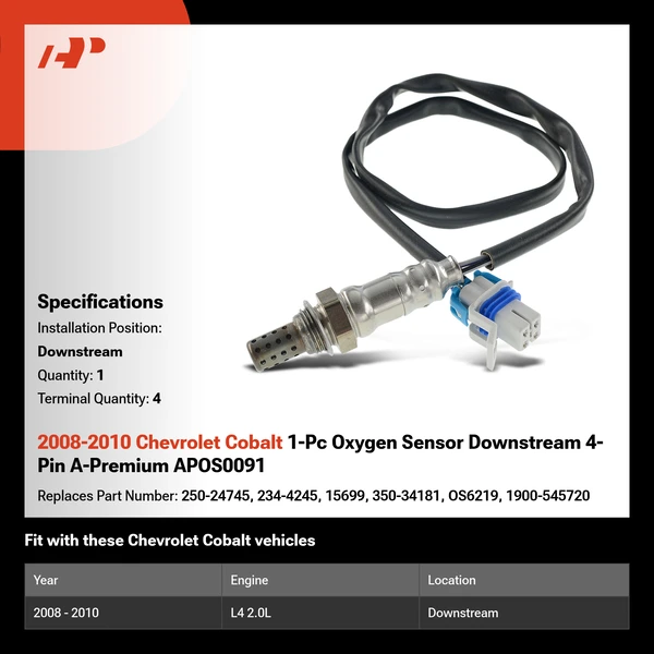 2008-2010 Chevrolet Cobalt 1-Pc Oxygen Sensor Downstream 4-Pin A-Premium APOS0091