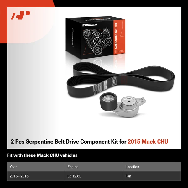 2 Pcs Serpentine Belt Drive Component Kit for 2015 Mack CHU